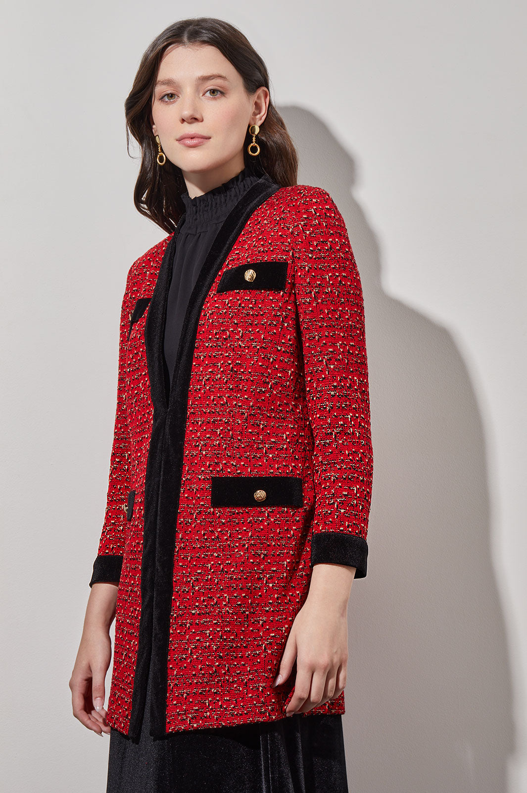 Plus size cheap tweed coat