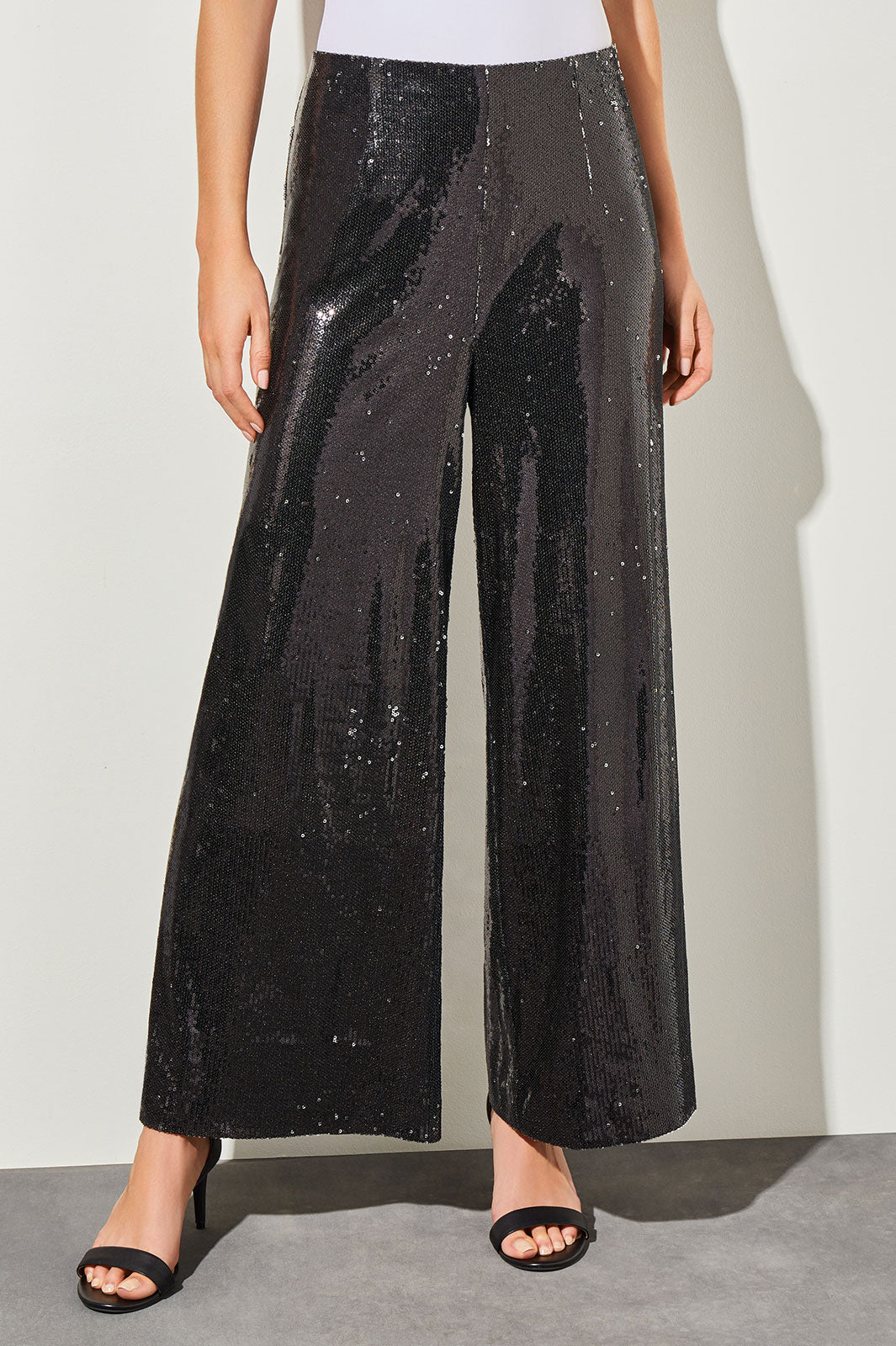 Pull-On Wide Leg Pants - Sequin