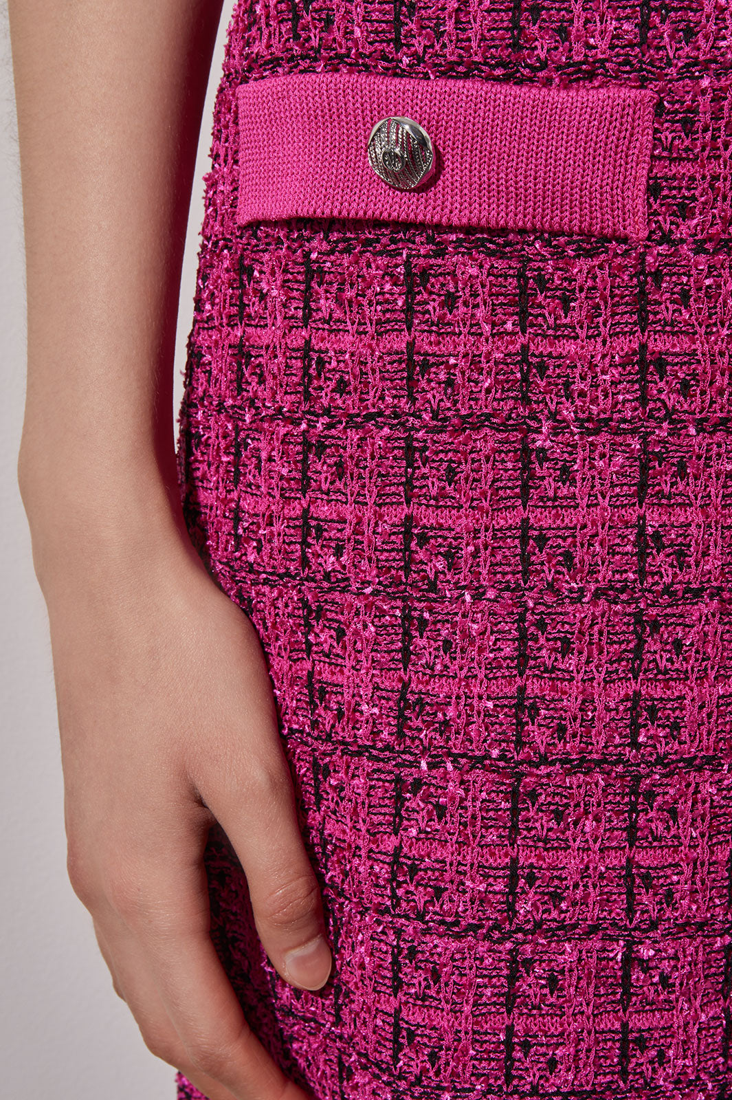 Mini A-Line Skirt - Faux Pocket Tweed Knit