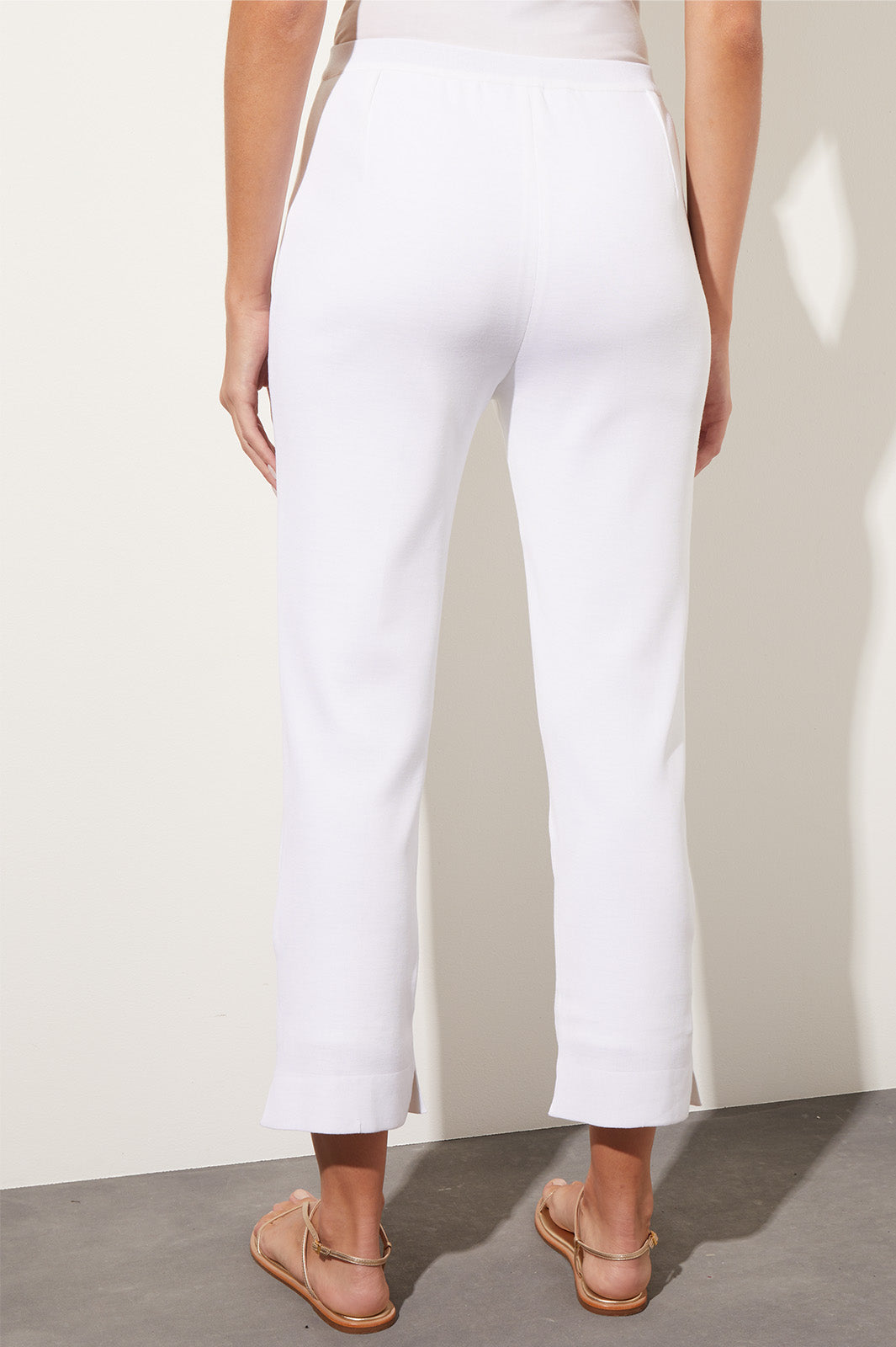 Lined Straight Leg Knit Ankle Pant, White