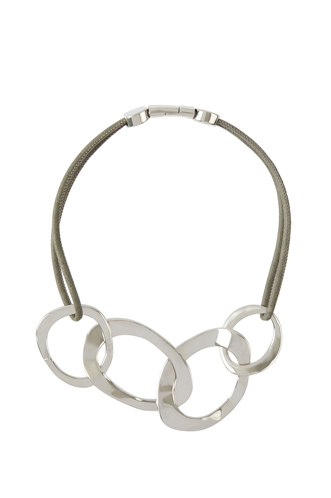 Hammered Silver Loop Necklace On Cord